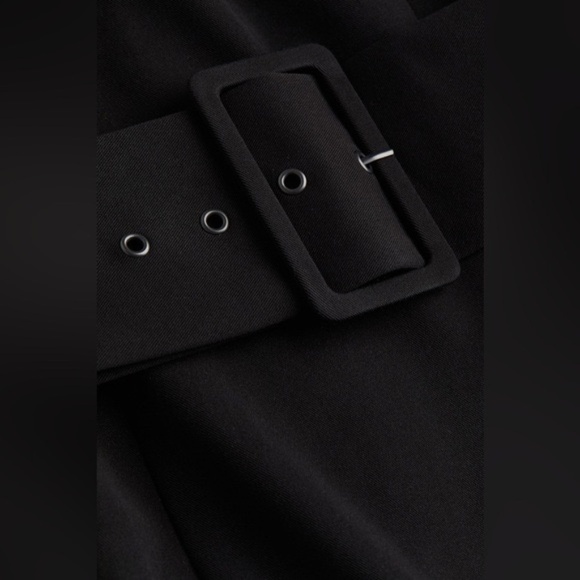 H&M - Black Belted Midi Formal SHOULDER-PAD DRESS - Plus Size XXL - Picture 3 of 6